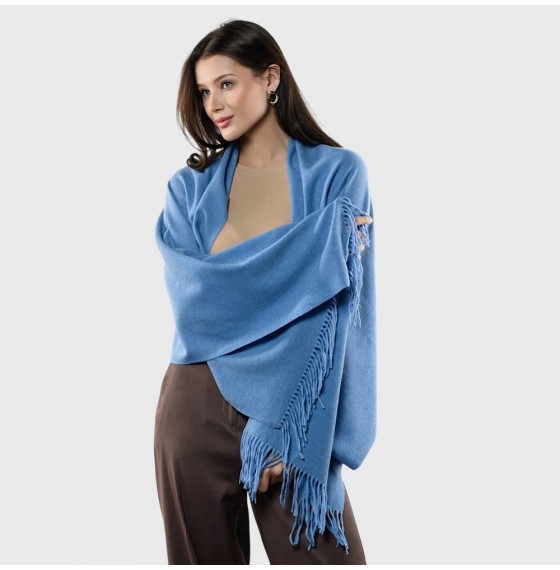 Жіночий шарф кашеміровий джинсовий блакитний однотонний 180*70 см Жіночий шарф кашеміровий джинсовий блакитний однотонний 180*70 см