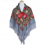 Украинский платок серый с бахромой 110х110 см