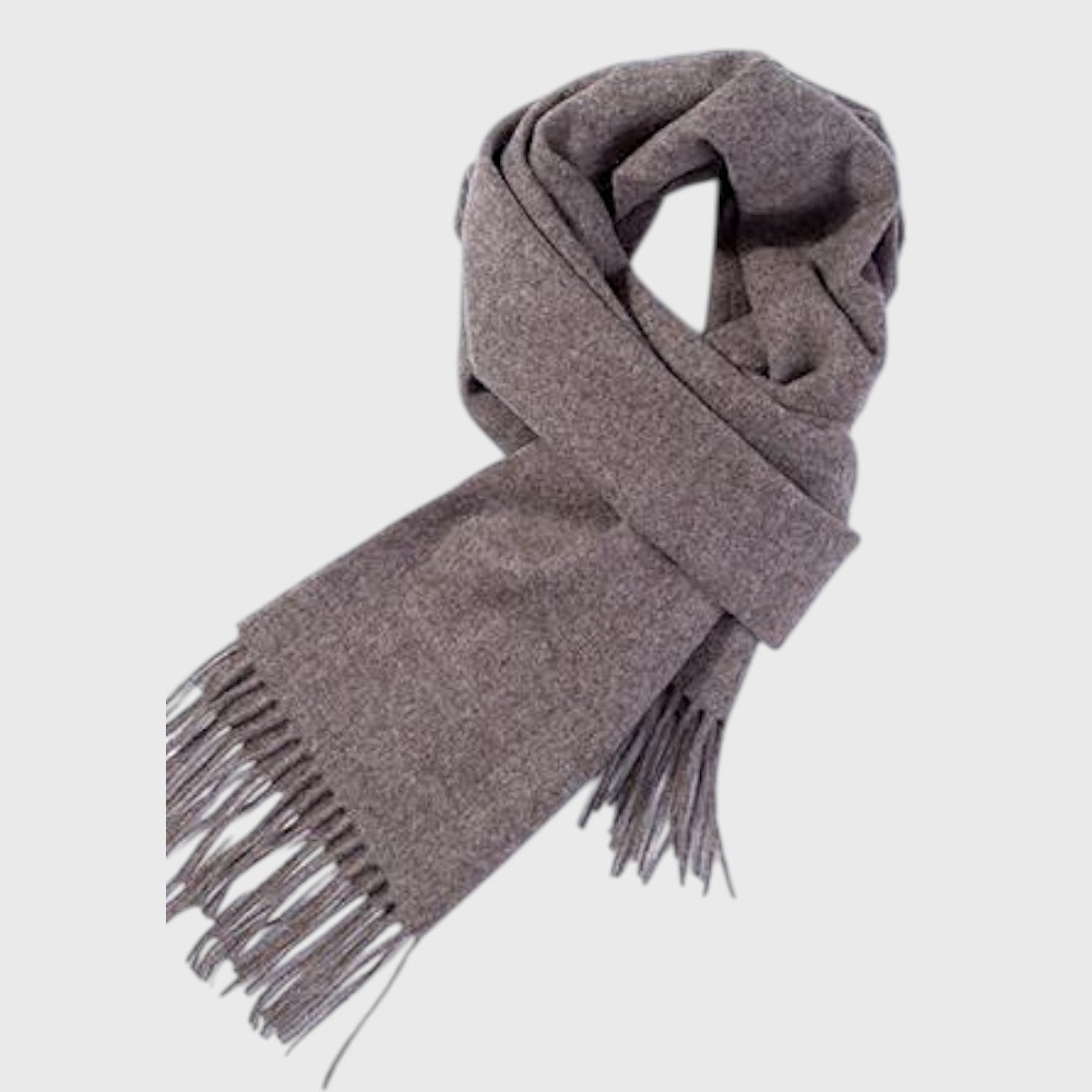 Мужской шарф кофейный шерстяной мягкий 180х33 см  - 3