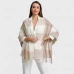 Жіночий шарф кашеміровий какао-молочний в квадрати 180х70 см