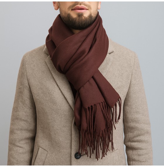 Чоловічий кашеміровий шарф коричневий однотонний 180х70 см Чоловічий кашеміровий шарф коричневий однотонний 180х70 см