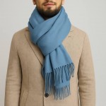 Мужской кашемировый шарф джинсовый однотонный 180х70 см