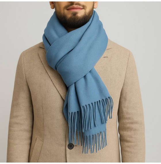 Чоловічий кашеміровий шарф джинсовий однотонний 180х70 см Чоловічий кашеміровий шарф джинсовий однотонний 180х70 см