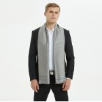 Шарф мужской шелковый серый двусторонний легкий 180х30 см