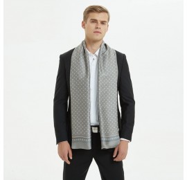 Шарф мужской шелковый серый двусторонний легкий 180х30 см