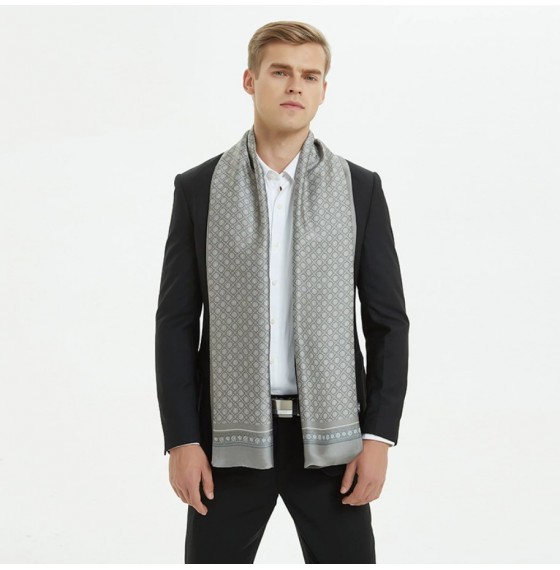 Шарф чоловічий шовковий сірий двосторонній легкий 180х30 см Шарф чоловічий шовковий сірий двосторонній легкий 180х30 см