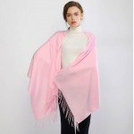Жіночий шарф кашеміровий рожевий однотонний, 180*70 см