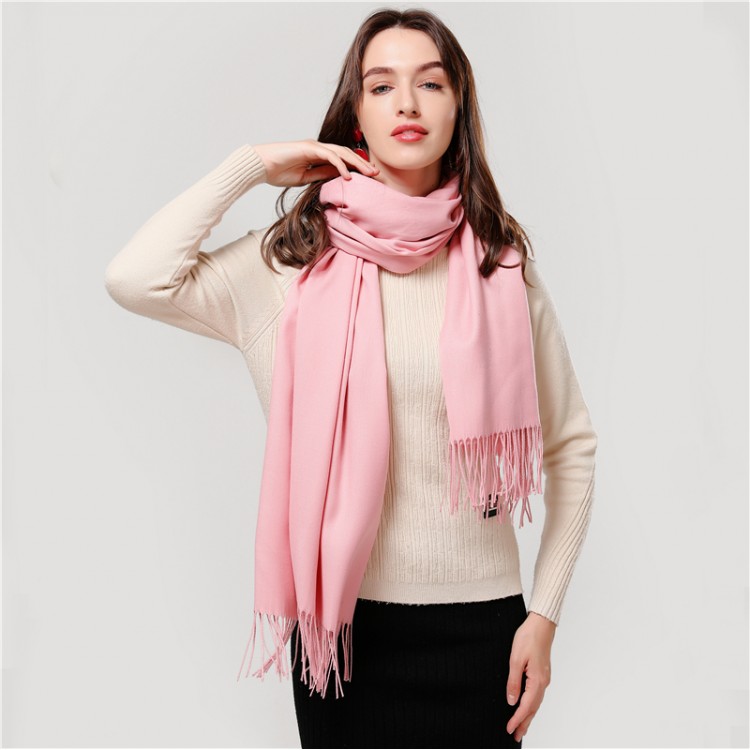 Жіночий шарф кашеміровий рожевий однотонний, 180*70 см - 5