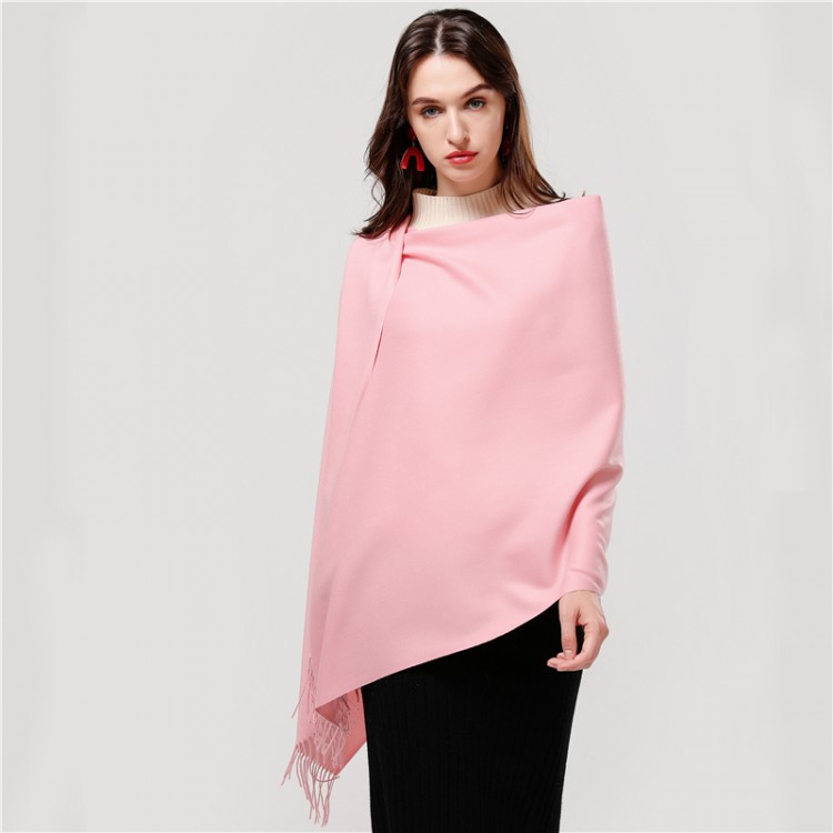Жіночий шарф кашеміровий рожевий однотонний, 180*70 см - 3