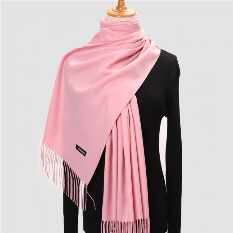 Жіночий шарф кашеміровий рожевий однотонний, 180*70 см - 2
