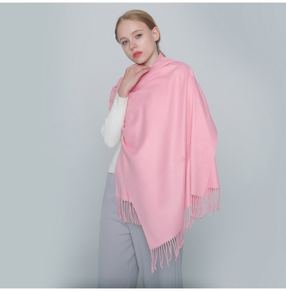 Жіночий шарф кашеміровий рожевий однотонний 180*70 см