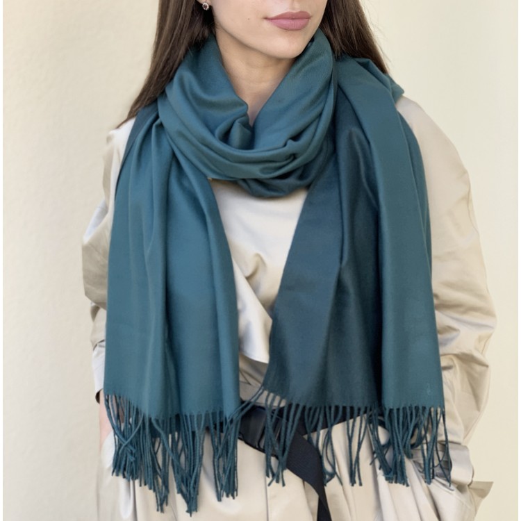 Жіночий шарф кашеміру двохсторонній смарагд та хвоя - 3