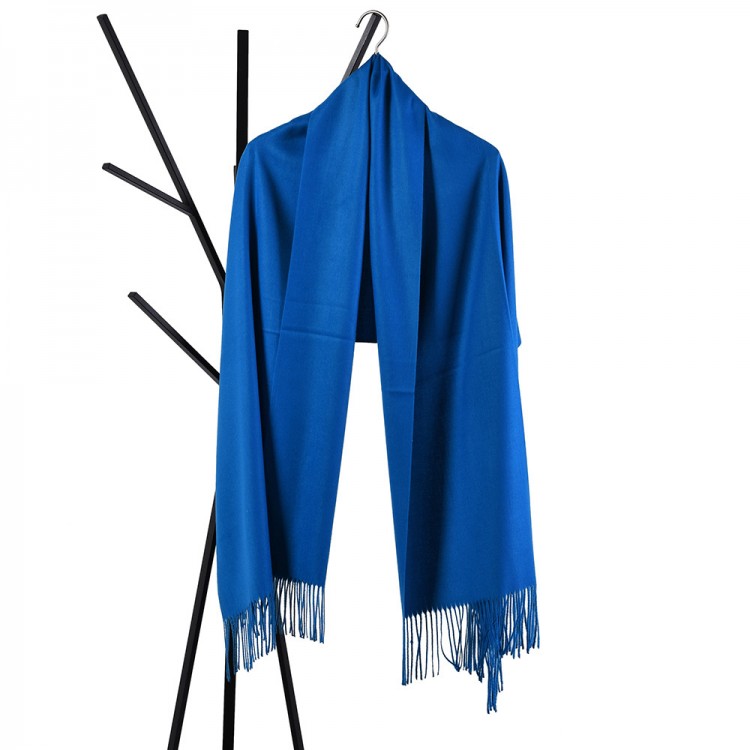 Жіночий шарф кашемировый синій однотонний 180*70 см - 2