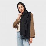 Шарф женский кашемировый черный однотонный 180x70 см