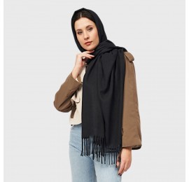 Шарф жіночий кашеміровий чорний однотонний 180x70 см