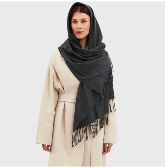 Жіночий шарф однотонний темно-сірий графіт кашеміровий 180*70 см