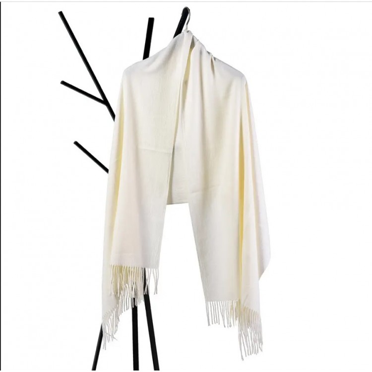 Жіночий шарф білий молочний однотонний 180*70 см - 4