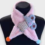 Меховой шарф пудровый детский с мышонком