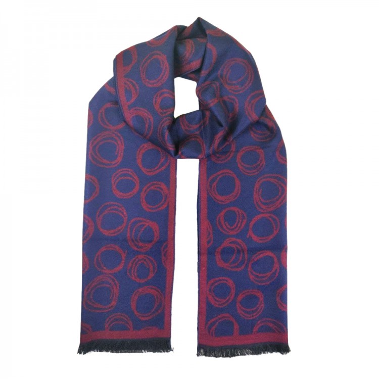Чоловічий шарф стильний синій з графічними кругами 180*30 см