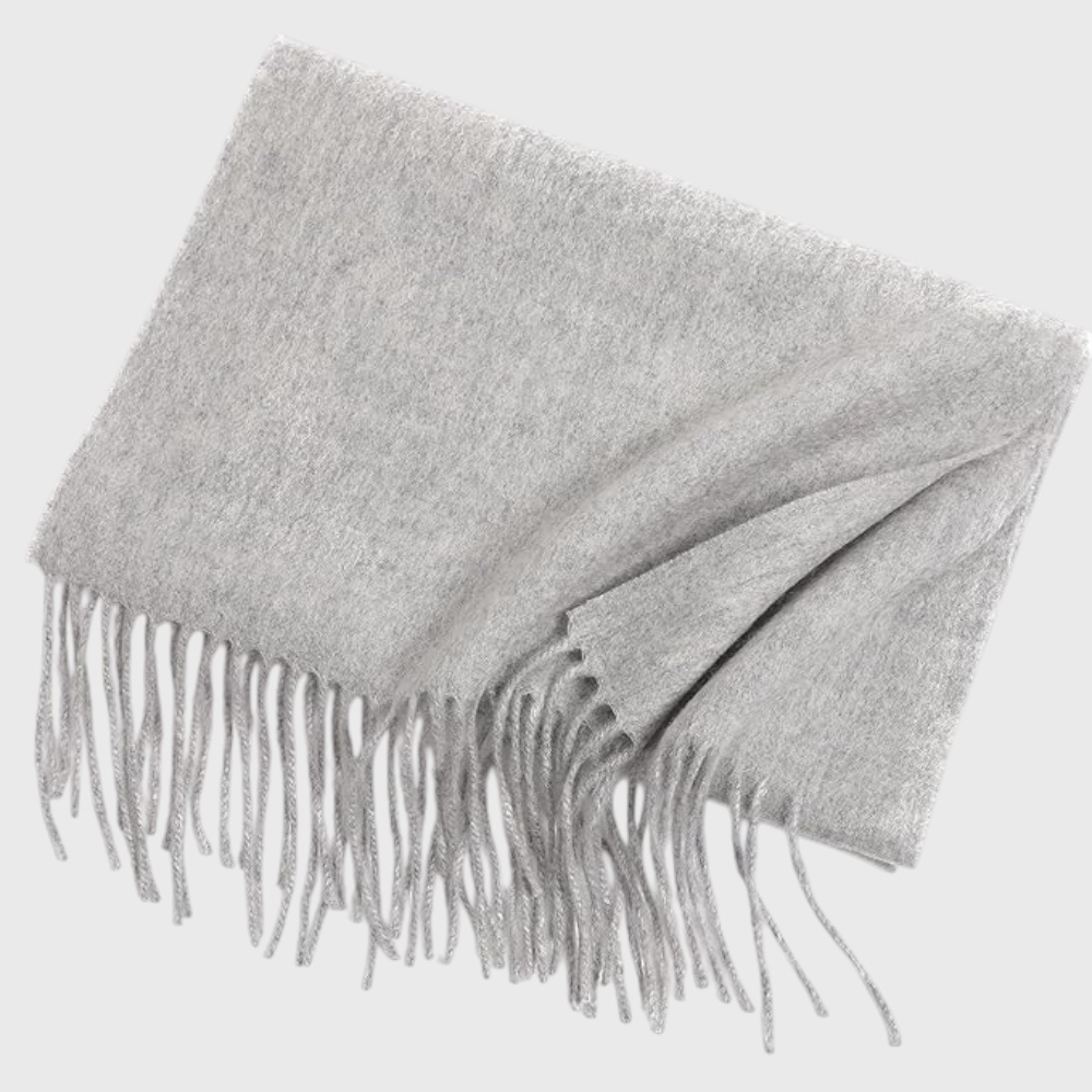  Шарф мужской шерстяной серый однотонный 180х33 см - 4