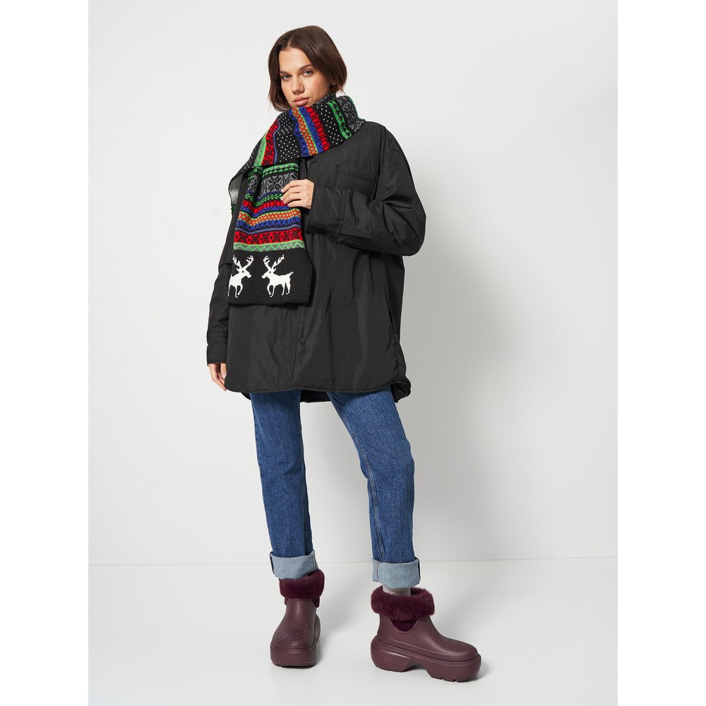 Вязаный шарф с оленями стильный 190*35 см - 4