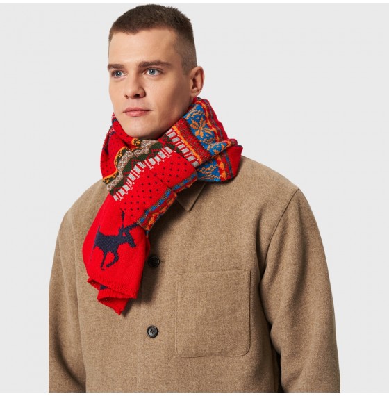 В'язаний шарф стильний з різдвяними оленями 190*35