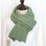 В'язаний шарф зимовий однотонний зелений, 160*25 см
