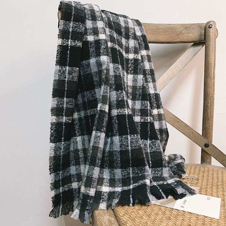 Зимовий шарф вовняний чорно-білий, 200*70 см - 8