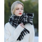 Зимовий шарф вовняний стильний чорно-білий 200*70 см