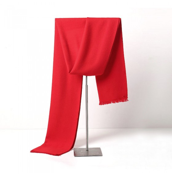 Мужской шарф красный однотонный классический 180*30 см