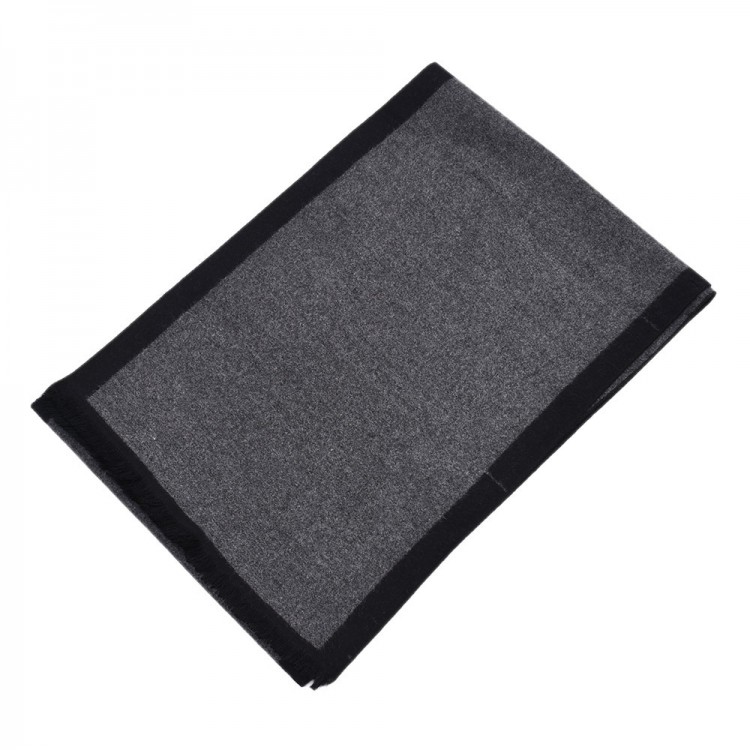 Кашеміровий шарф чоловічий чорний з сірим двосторонній - 6
