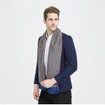 Шарф мужской шелковый синий двусторонний легкий 180х30 см