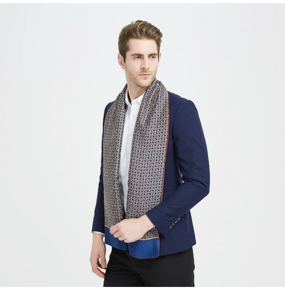 Шарф чоловічий шовковий синій двосторонній легкий 180х30 см Шарф чоловічий шовковий синій двосторонній легкий 180х30 см