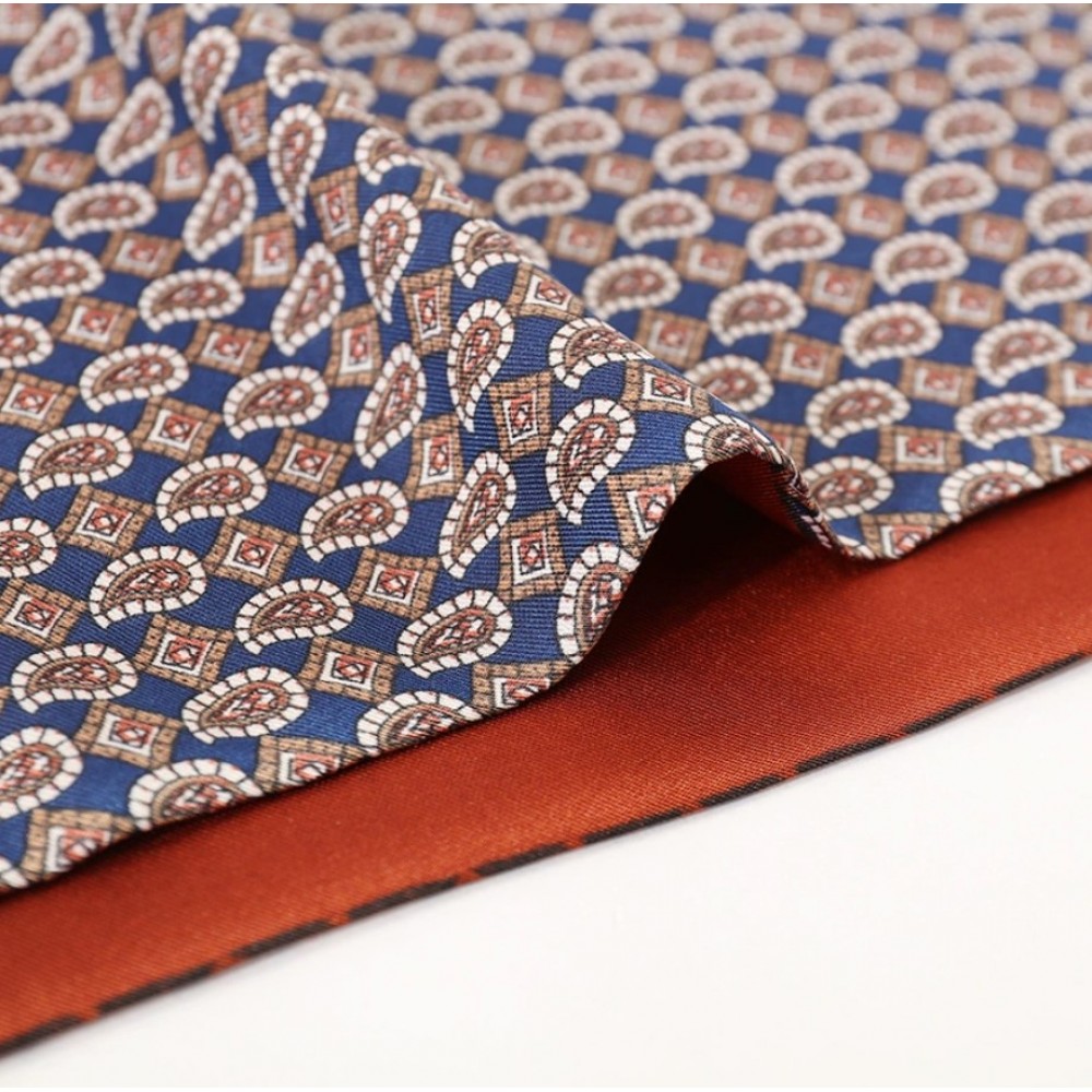 Шарф мужской шелковый синий двусторонний легкий 180х30 см - 3