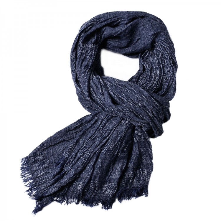 Чоловічий шарф жатий темно-синій,190*90 см
