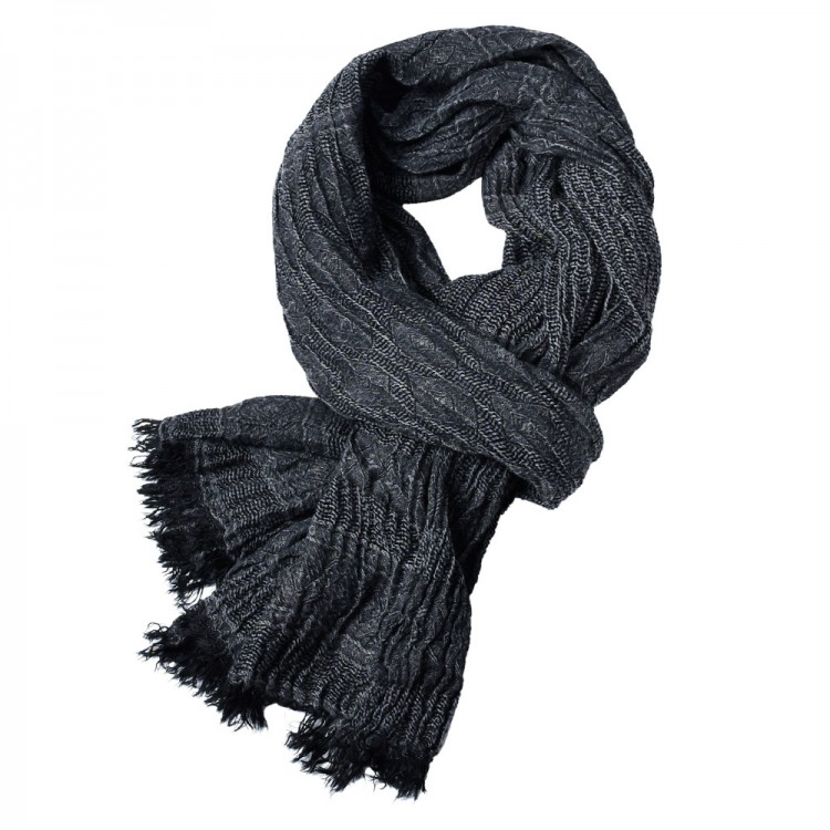 Чоловічий шарф жатий чорний із віскози - 2