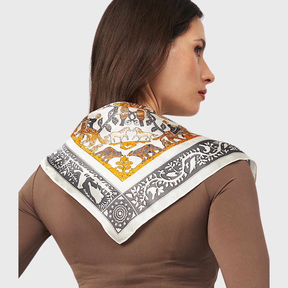 Хустка шовкова шийна «Французький вінтаж» 53×53 см