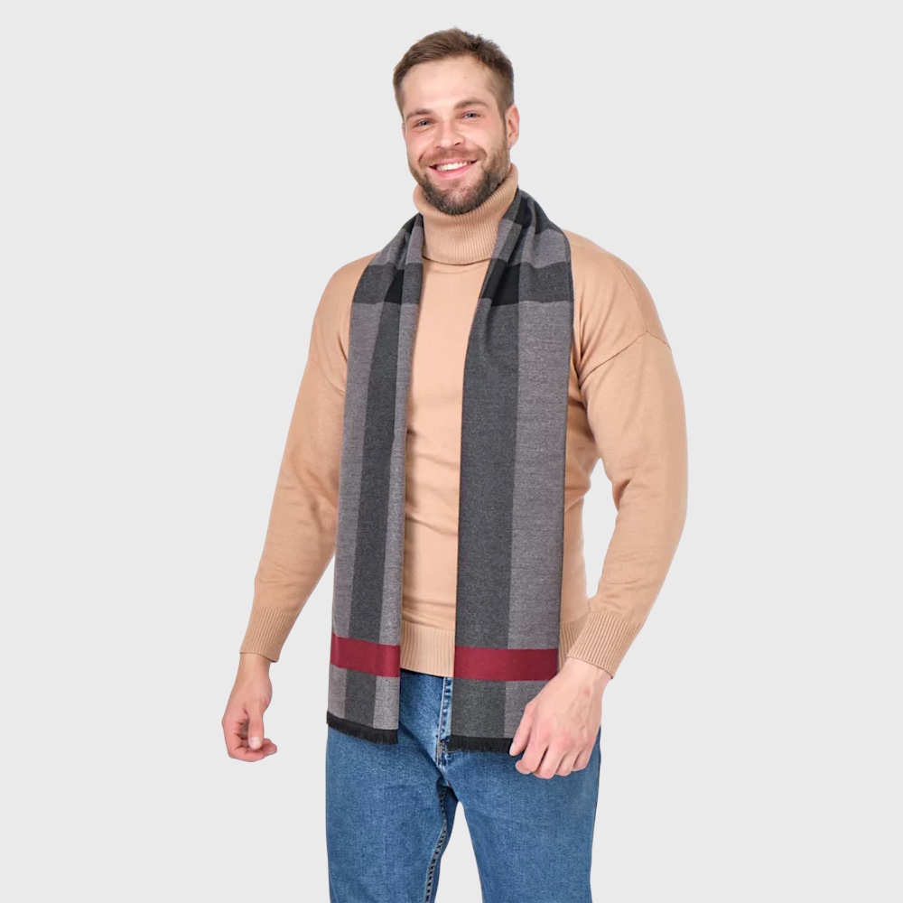 Чоловічий шарф під пальто сірі смужки, 180*30 см - 3
