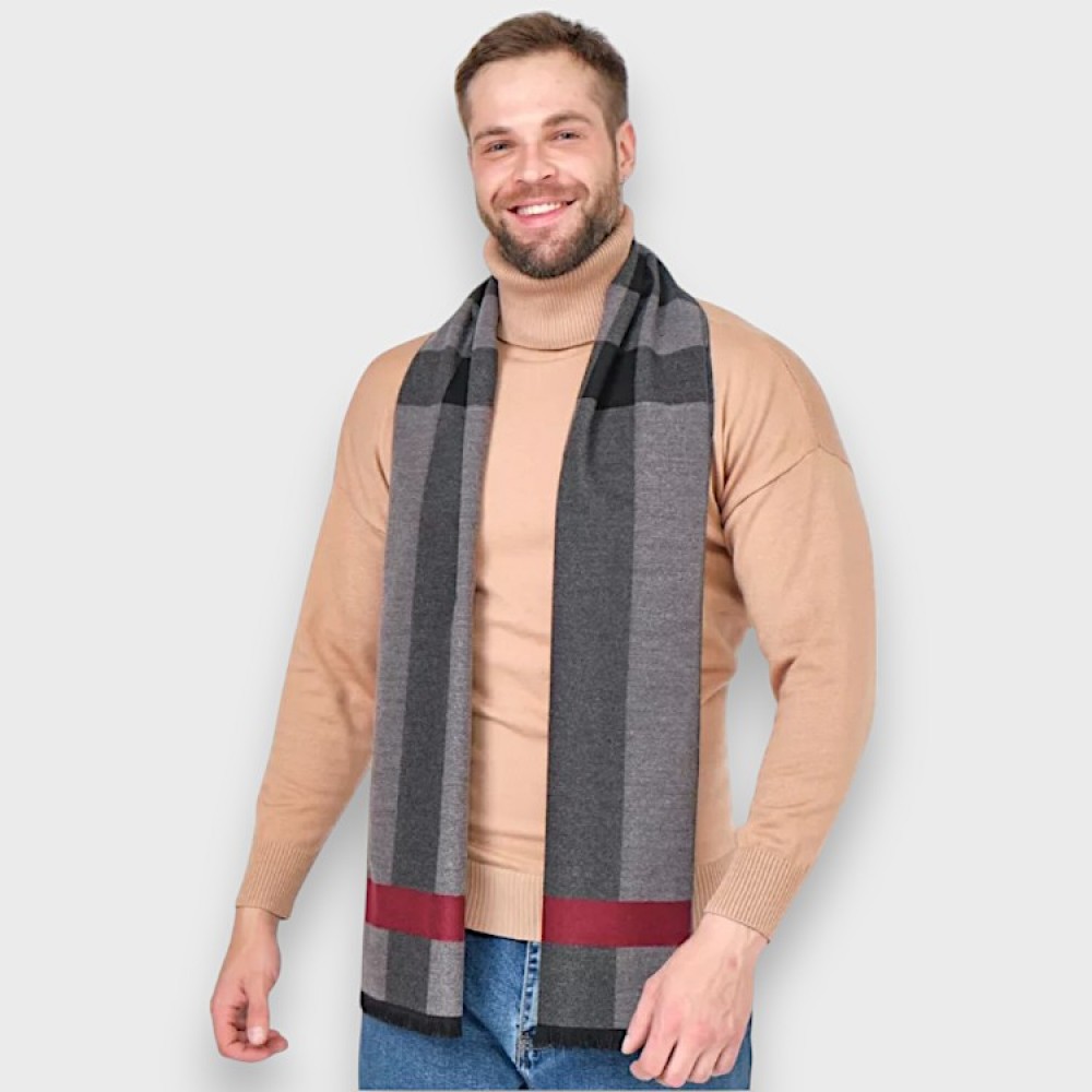 Чоловічий шарф під пальто сірі смужки, 180*30 см - 2