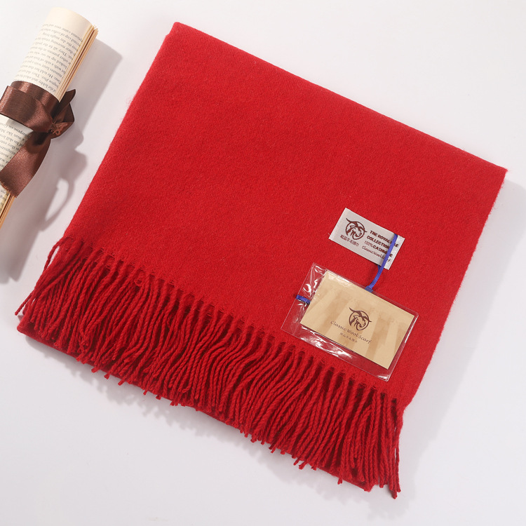 Вовняний жіночий шарф червоний natural, 200*68 - 5