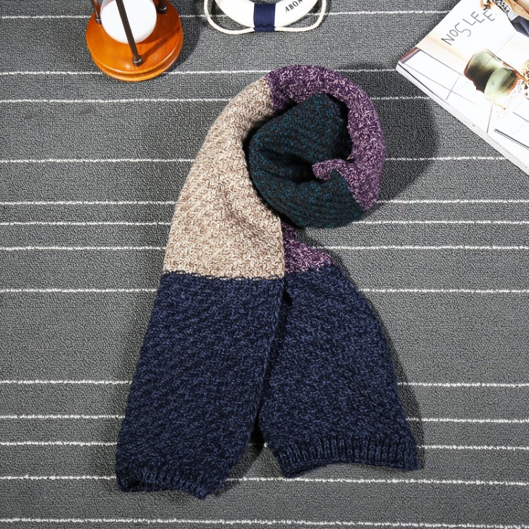  В'язаний шарф чоловічий смугастий кольоровий 200*35 см - 6