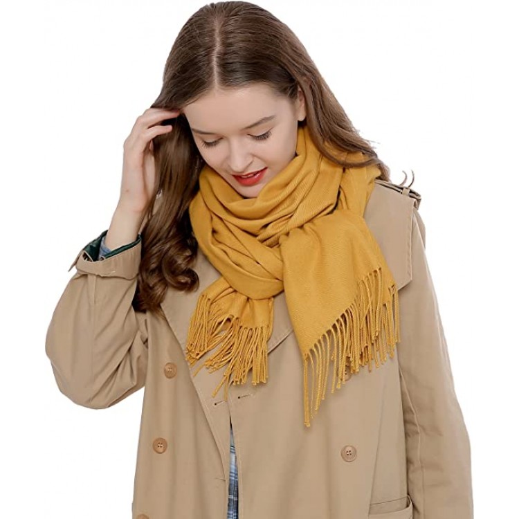 Жіночий шарф кашеміровий куркума однотонний 180*70 см - 3