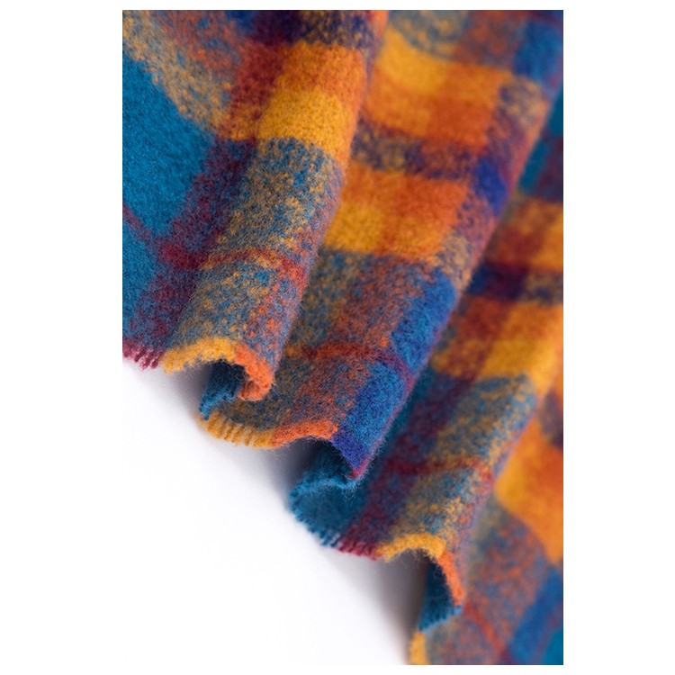 Жіночий шарф вовняний синьо-помаранчевий ніжний 200*70 см - 5