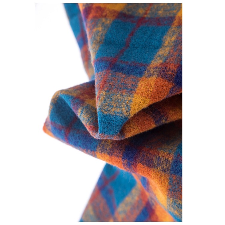 Жіночий шарф вовняний синьо-помаранчевий ніжний 200*70 см - 7