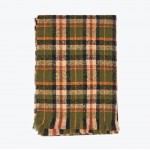 Чоловічий шарф вовняний оливково-оранжевий картатий, 200*70 см