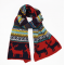 Вязаный шарф сине-красным новогодний с оленями, 176*36