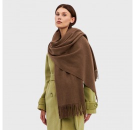 Женский шарф палантин шерстяной натуральный коричневый 200х68 см