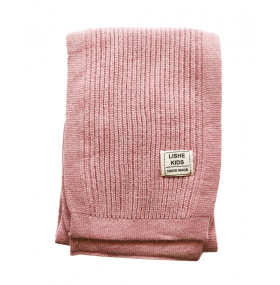 Розовый шарф детский шерстяной нежный 120*20 см