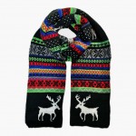 В'язаний шарф зі сніжинками та оленями двосторонній, 180*35