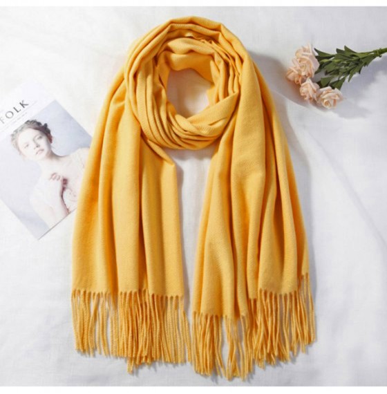 Жіночий шарф кашеміровий палантин гірчично-медовий